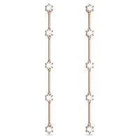 Constella drop earrings, Round cut, White, Rose gold-tone plated by SWAROVSKI