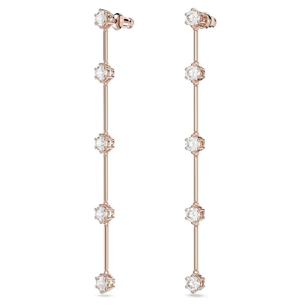 Constella drop earrings, Round cut, White, Rose gold-tone plated by SWAROVSKI