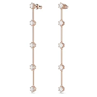 Constella drop earrings, Round cut, White, Rose gold-tone plated by SWAROVSKI