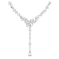 Mesmera Y necklace, Mixed cuts, White, Rhodium plated by SWAROVSKI