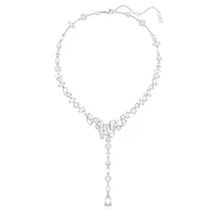 Mesmera Y necklace, Mixed cuts, White, Rhodium plated by SWAROVSKI