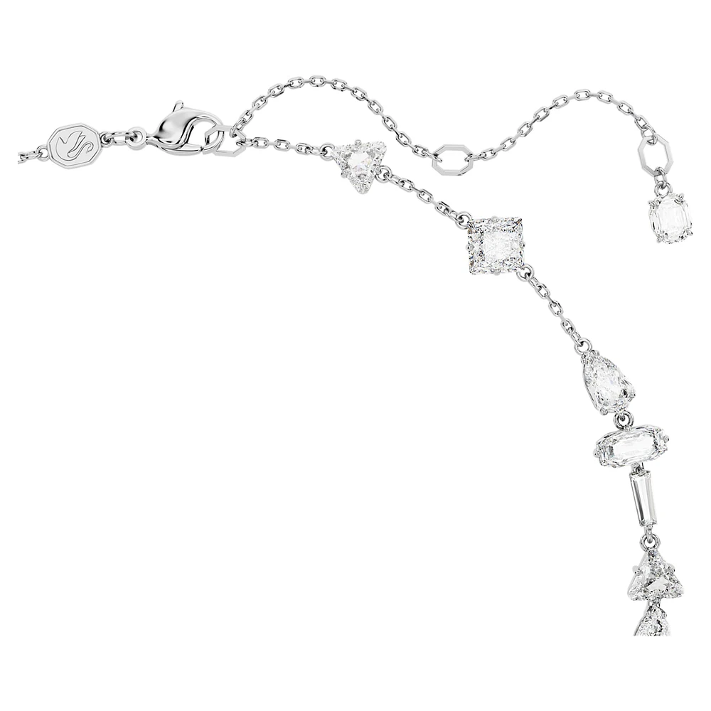 Mesmera Y necklace, Mixed cuts, White, Rhodium plated by SWAROVSKI