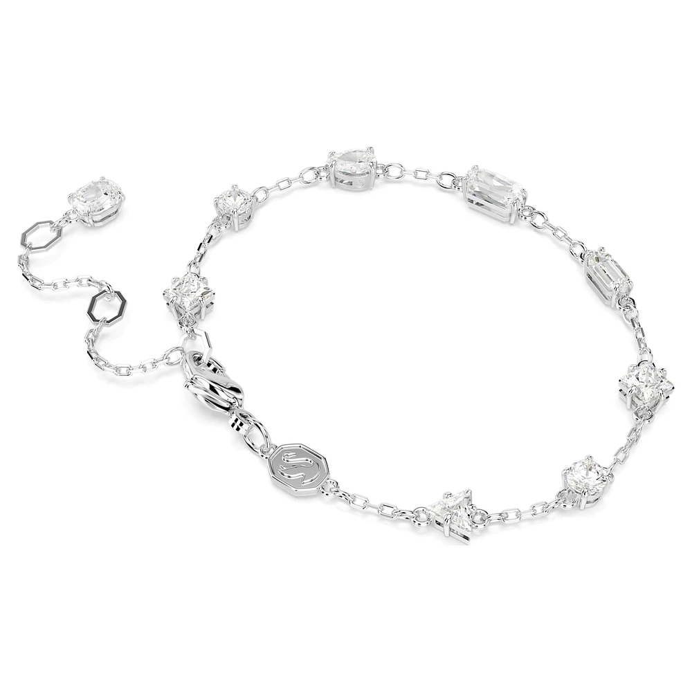 Mesmera bracelet, Mixed cuts, Scattered design, White, Rhodium plated by SWAROVSKI