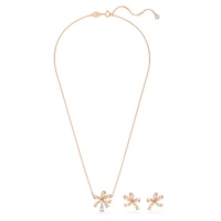 Volta set, Bow, White, Rose gold-tone plated by SWAROVSKI