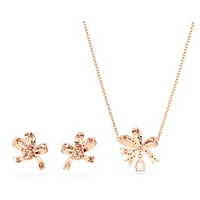 Volta set, Bow, White, Rose gold-tone plated by SWAROVSKI