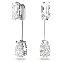 Mesmera bar earrings, Mixed cuts, White, Rhodium plated by SWAROVSKI