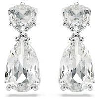 Mesmera drop earrings, Mixed cuts, White, Rhodium plated by SWAROVSKI