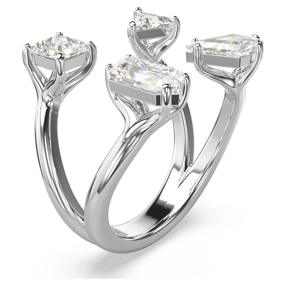 Mesmera open ring, Mixed cuts, White, Silver-tone finish by SWAROVSKI