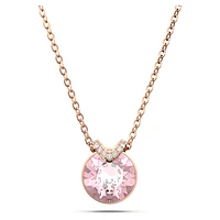 Bella V pendant, Round cut, Pink, Rose gold-tone plated by SWAROVSKI