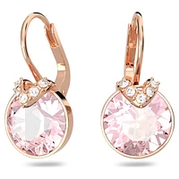 Bella V drop earrings, Round cut, Pink, Rose gold-tone plated by SWAROVSKI