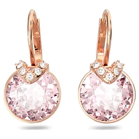 Bella V drop earrings, Round cut, Pink, Rose gold-tone plated by SWAROVSKI