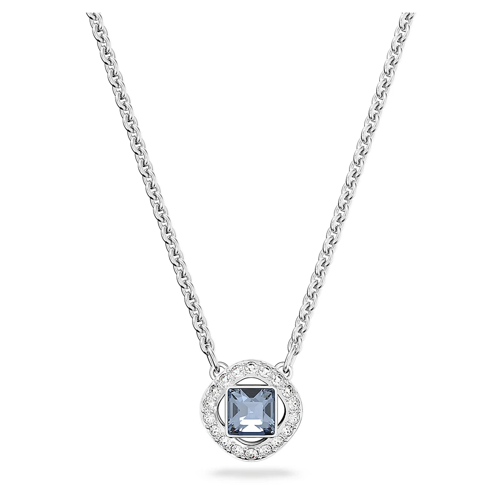 Angelic necklace, Square cut, Blue, Rhodium plated by SWAROVSKI