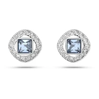 Una Angelic stud earrings, Square cut, Blue, Rhodium plated by SWAROVSKI