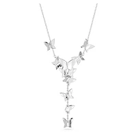 Idyllia Lilia Y necklace, Butterfly, Blue, Rhodium plated by SWAROVSKI