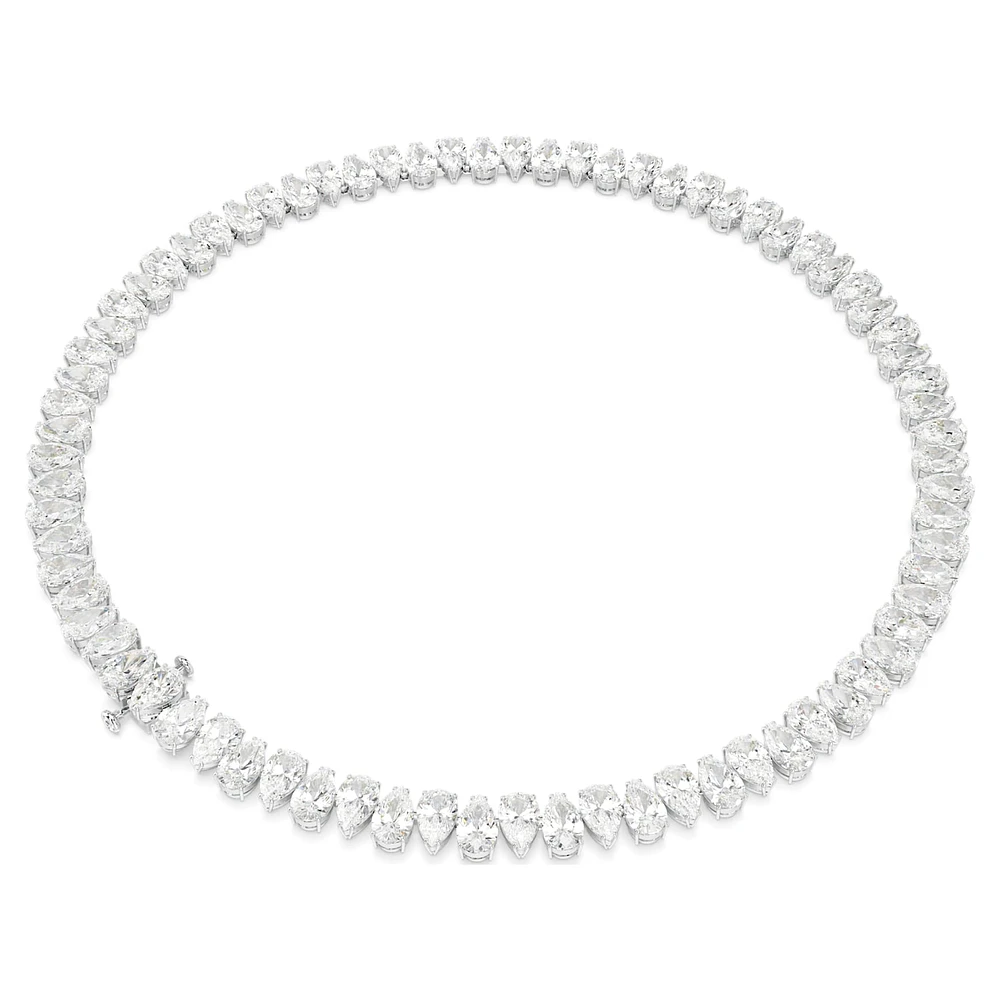 Matrix Tennis necklace, Pear cut, White, Rhodium plated by SWAROVSKI