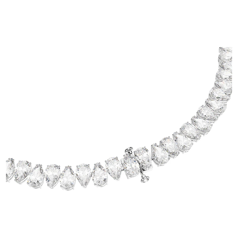 Matrix Tennis necklace, Pear cut, White, Rhodium plated by SWAROVSKI