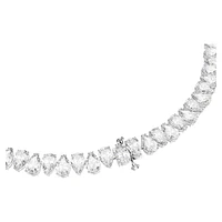 Matrix Tennis necklace, Pear cut, White, Rhodium plated by SWAROVSKI