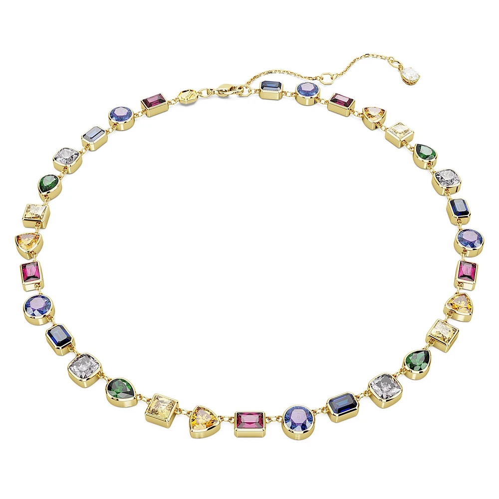 Stilla Tennis necklace, Mixed cuts, Multicoloured, Gold-tone plated by SWAROVSKI