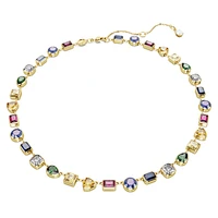 Stilla Tennis necklace, Mixed cuts, Multicoloured, Gold-tone plated by SWAROVSKI