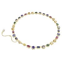 Stilla Tennis necklace, Mixed cuts, Multicoloured, Gold-tone plated by SWAROVSKI