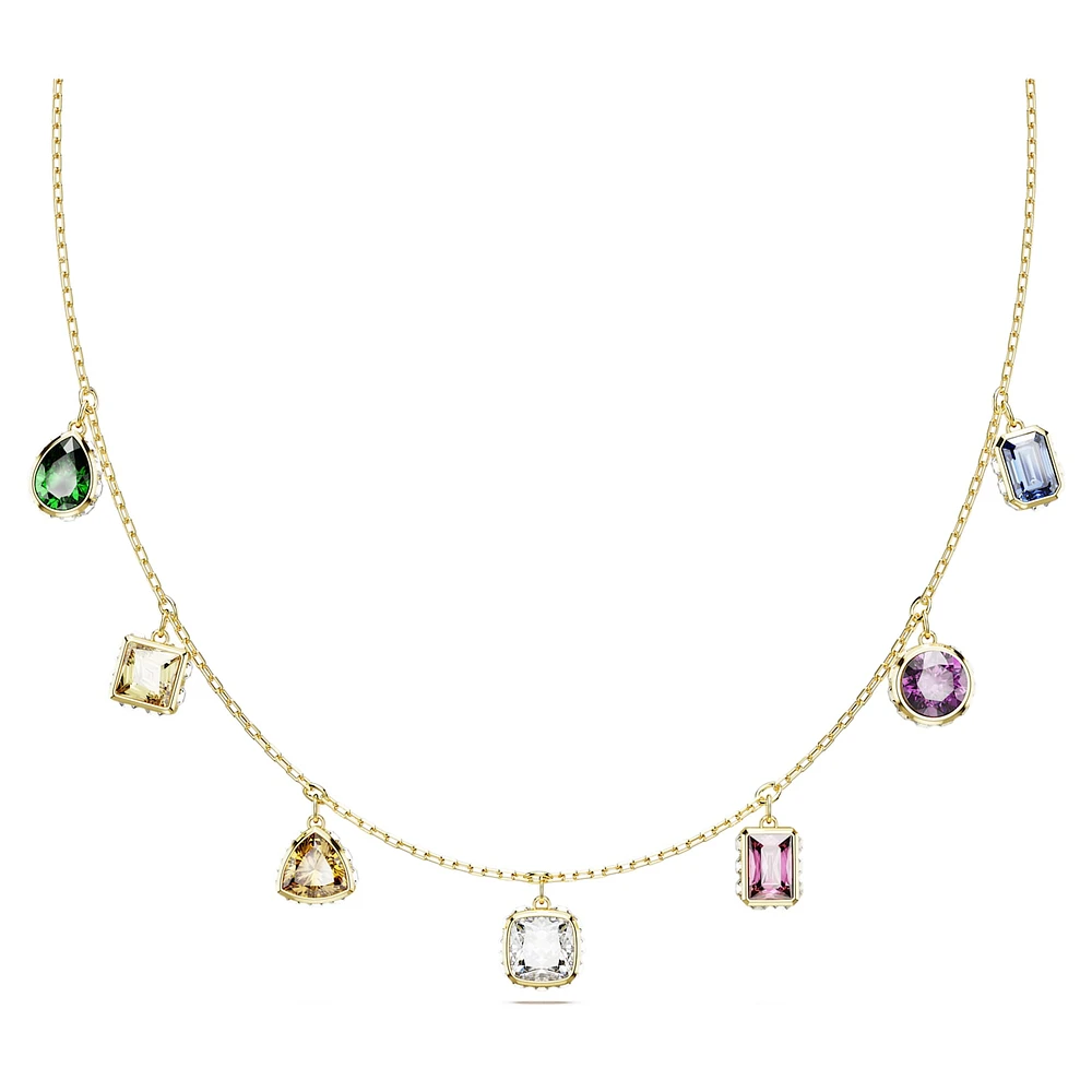 Stilla necklace, Mixed cuts, Multicoloured, Gold-tone plated by SWAROVSKI