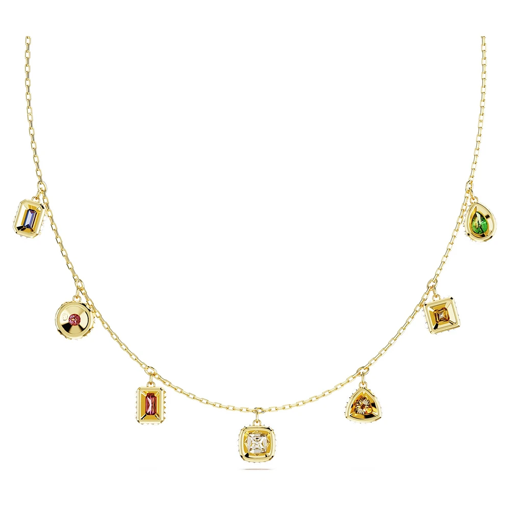 Stilla necklace, Mixed cuts, Multicoloured, Gold-tone plated by SWAROVSKI