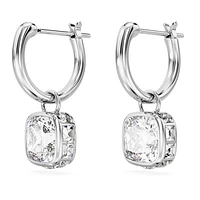 Stilla drop earrings, Square cut, White, Rhodium plated by SWAROVSKI