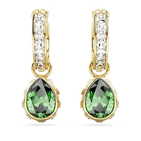Stilla drop earrings, Pear cut, Green, Gold-tone plated by SWAROVSKI