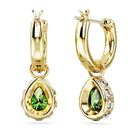 Stilla drop earrings, Pear cut, Green, Gold-tone plated by SWAROVSKI