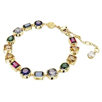 Stilla Tennis bracelet, Mixed cuts, Multicoloured, Gold-tone plated by SWAROVSKI