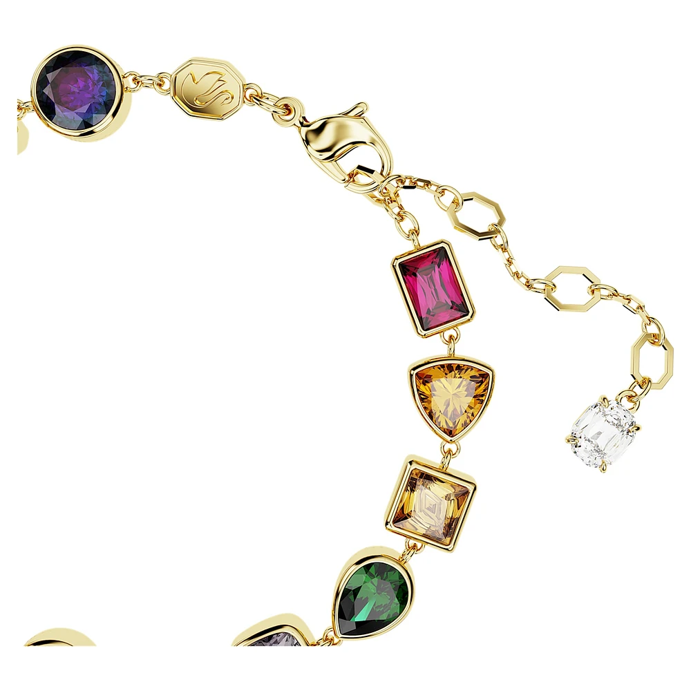 Stilla Tennis bracelet, Mixed cuts, Multicoloured, Gold-tone plated by SWAROVSKI
