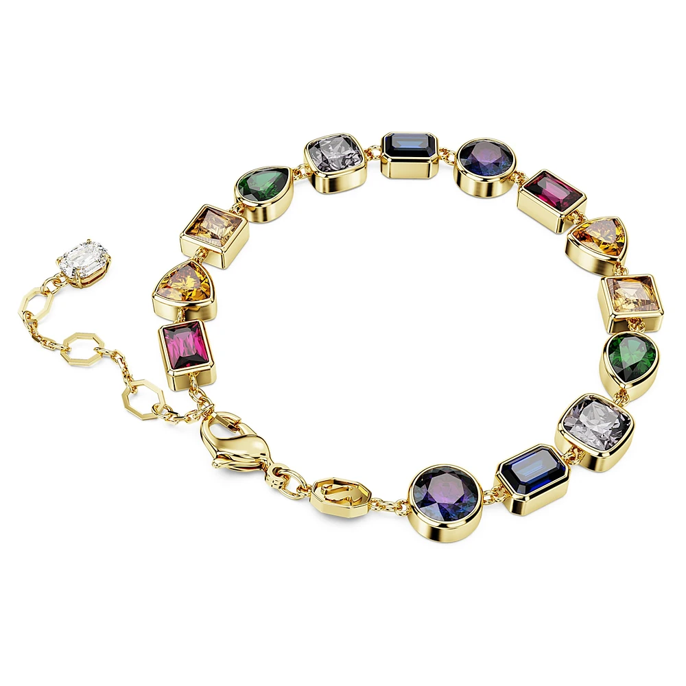 Stilla Tennis bracelet, Mixed cuts, Multicoloured, Gold-tone plated by SWAROVSKI