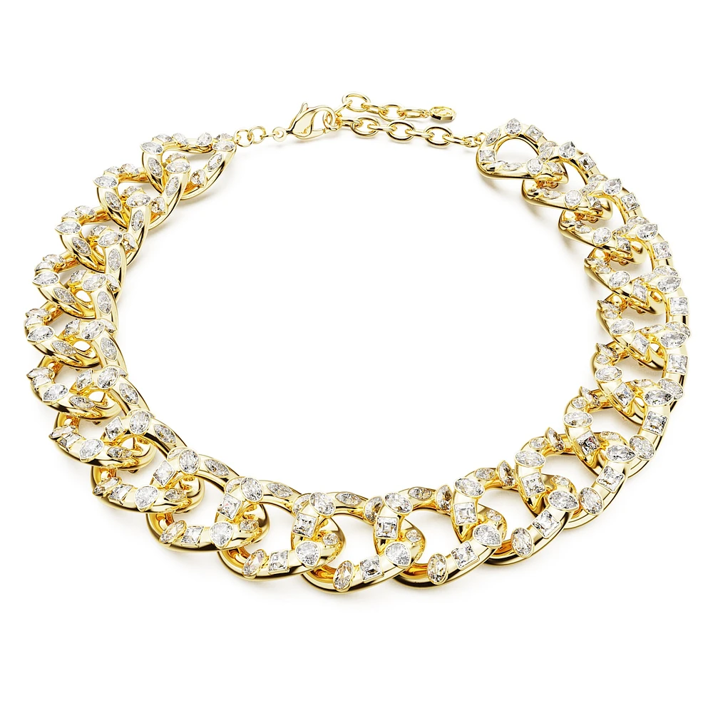 Dextera necklace, Statement, Mixed cuts, Large, White, Gold-tone plated by SWAROVSKI