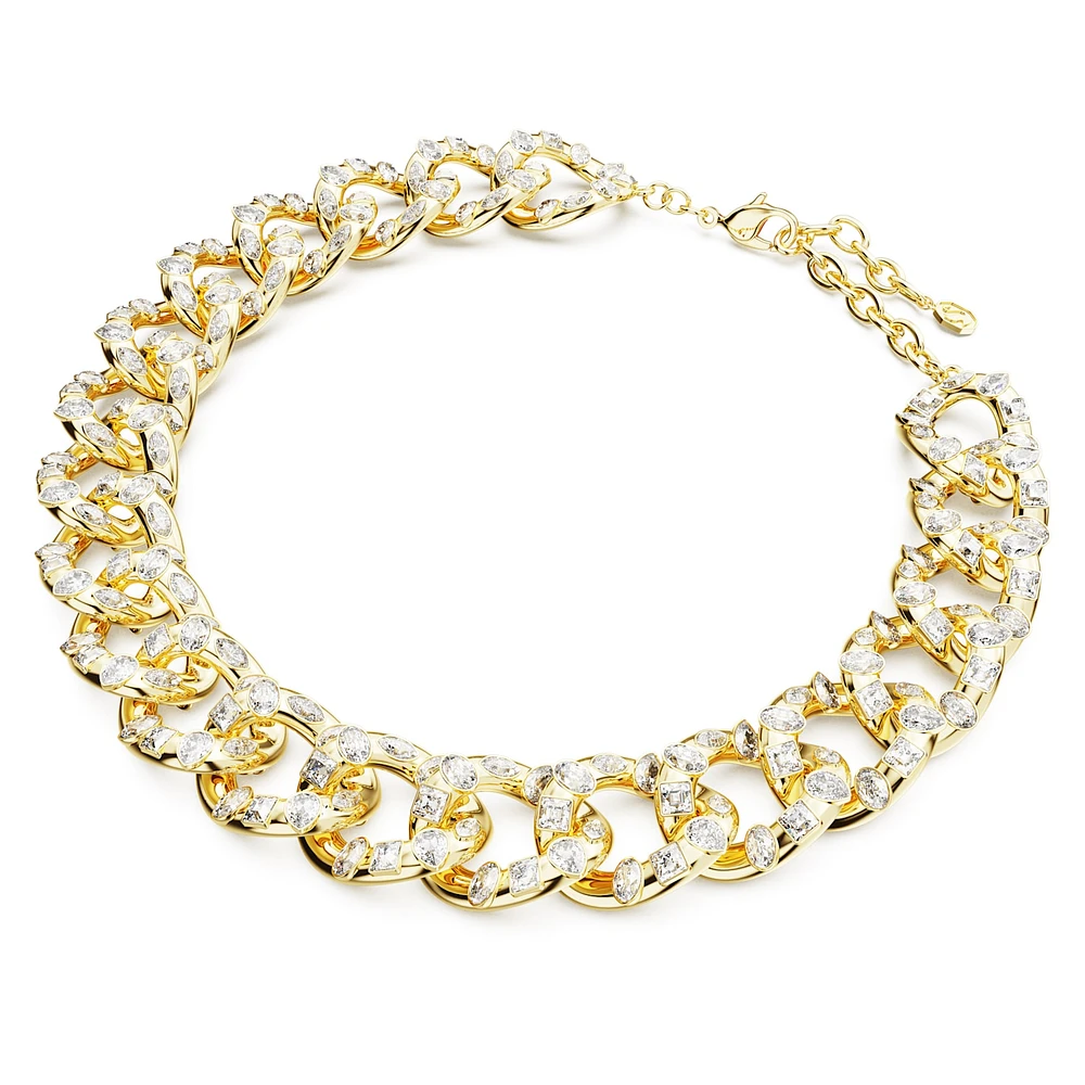 Dextera necklace, Statement, Mixed cuts, Large, White, Gold-tone plated by SWAROVSKI