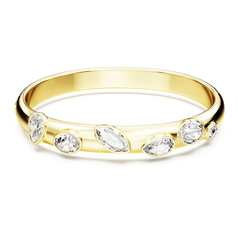 Dextera bangle, Mixed cuts, White, Gold-tone plated by SWAROVSKI