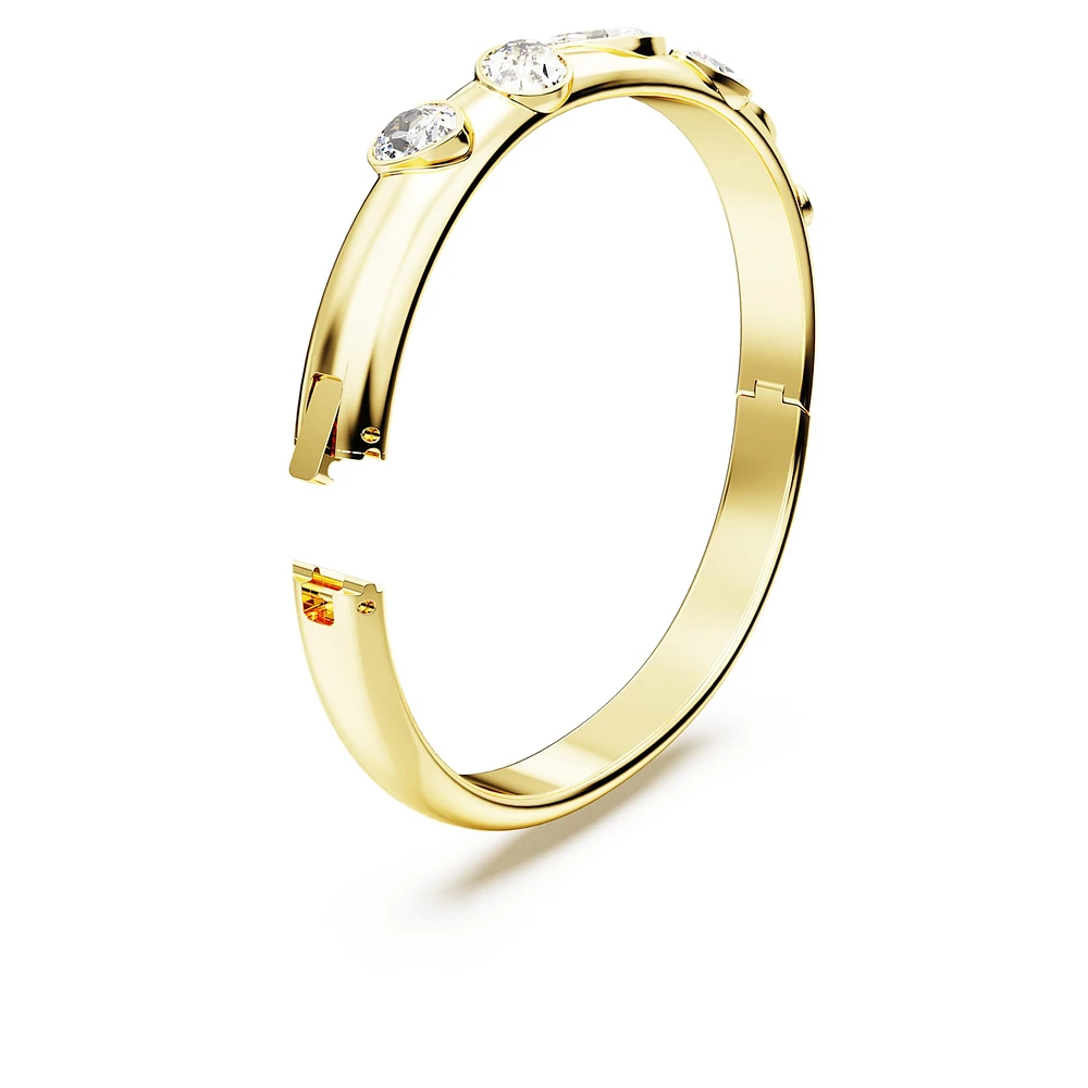 Dextera bangle, Mixed cuts, White, Gold-tone plated by SWAROVSKI