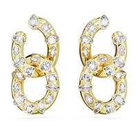 Dextera hoop earrings, Mixed cuts, Interlocking loop, White, Gold-tone plated by SWAROVSKI