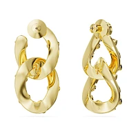 Dextera hoop earrings, Mixed cuts, Interlocking loop, White, Gold-tone plated by SWAROVSKI