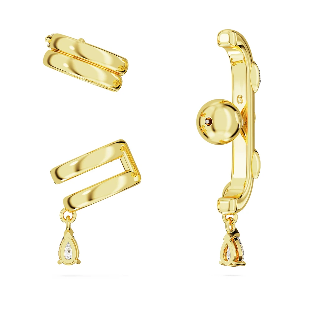 Dextera ear cuff, Set (3), Mixed cuts, White, Gold-tone plated by SWAROVSKI