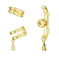 Dextera ear cuff, Set (3), Mixed cuts, White, Gold-tone plated by SWAROVSKI