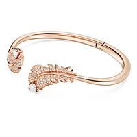 Nice bangle, Feather, White, Rose gold-tone plated by SWAROVSKI