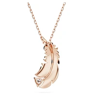 Nice pendant, Feather, White, Rose gold-tone plated by SWAROVSKI