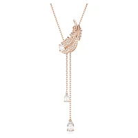 Nice Y pendant, Feather, White, Rose gold-tone plated by SWAROVSKI