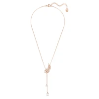 Nice Y pendant, Feather, White, Rose gold-tone plated by SWAROVSKI