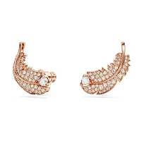Nice stud earrings, Feather, White, Rose gold-tone plated by SWAROVSKI