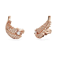 Nice stud earrings, Feather, White, Rose gold-tone plated by SWAROVSKI