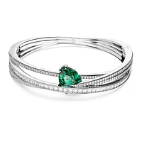 Hyperbola bangle, Green, Rhodium plated by SWAROVSKI