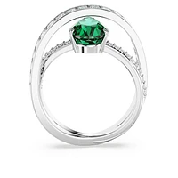 Hyperbola cocktail ring, Mixed cuts, Double bands, Green, Rhodium plated by SWAROVSKI