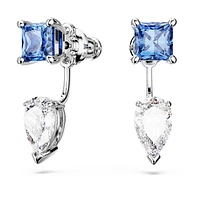 Mesmera earring jackets, Mixed cuts, Detachable, Blue, Rhodium plated by SWAROVSKI