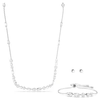 Mesmera set, Mixed cuts, Scattered design, White, Rhodium plated by SWAROVSKI